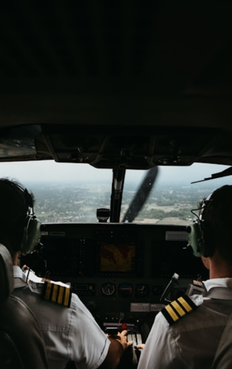 Pilots in cockpit