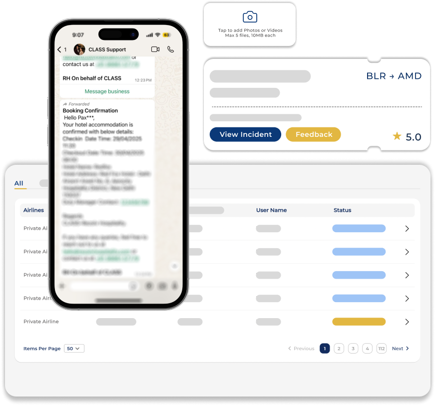 Crew communication app interface